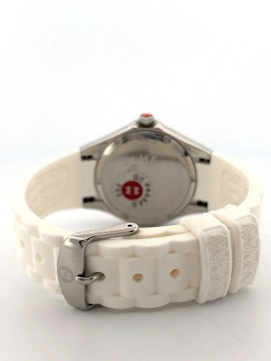 Michele Tahitian Jelly Bean Watch White Steel Silicone Box & Card MW12P000001